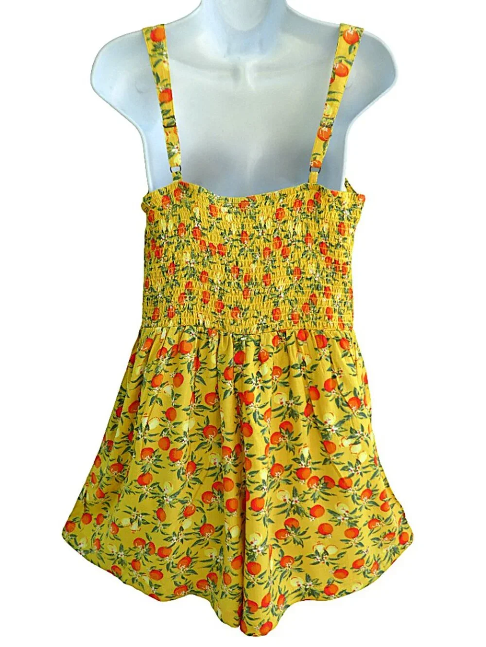 Citrus Fruit Yellow Romper Wild Fable Bright Oranges Blossoms Wide Leg Shorts M
